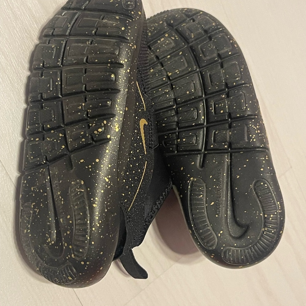Nike Kids Black and Gold Flex Runner Sneakers - Picture 4 of 4